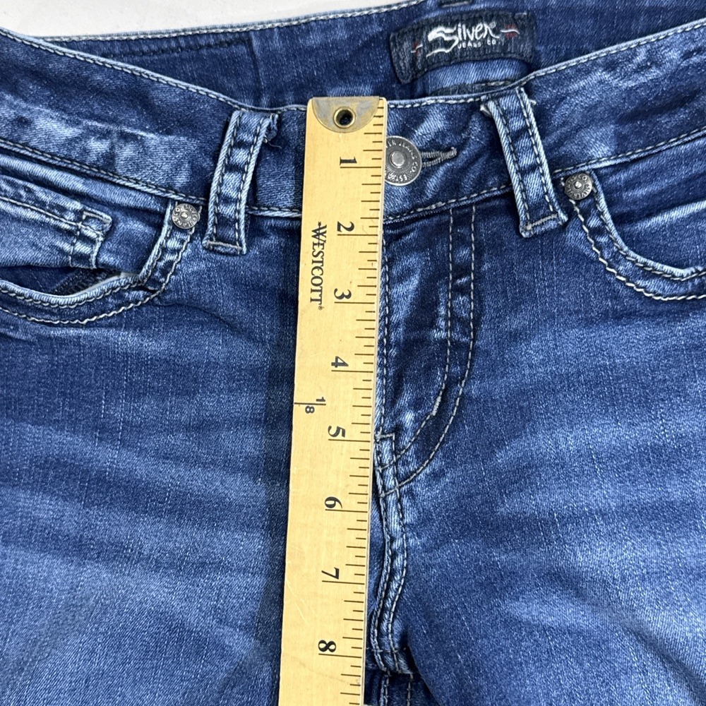 Women's Silver Suki Capri Designer Jeans Mid Rise Blue W29 / L22 - Picture 4 of 8